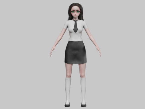 Anime Beautiful girl V32484 Model 3D