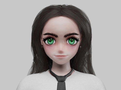 Anime Beautiful girl V32484 Model 3D