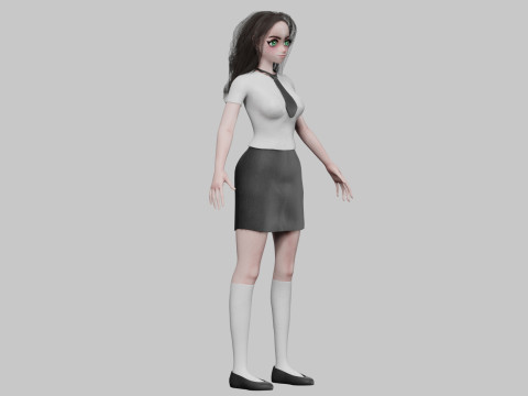 Anime Beautiful girl V32484 Model 3D