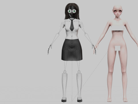 Anime Beautiful girl V32484 Model 3D