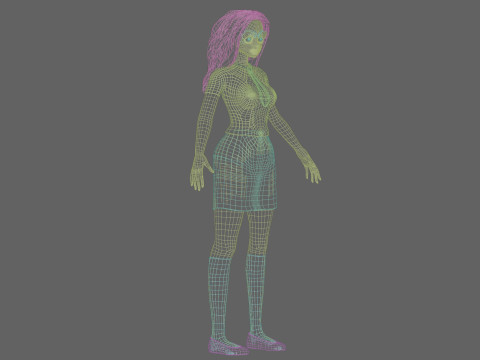 Anime Beautiful girl V32484 Model 3D