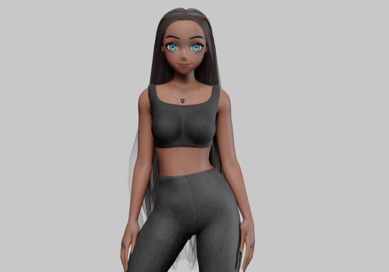 Anime Cartoon girl V31613 3D Model .c4d .max .obj .3ds .fbx .stl .blend 