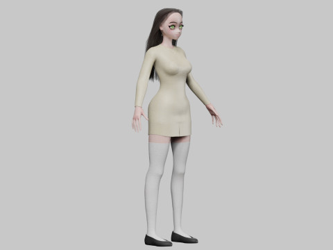 Anime classic girl V30180 3D Modell