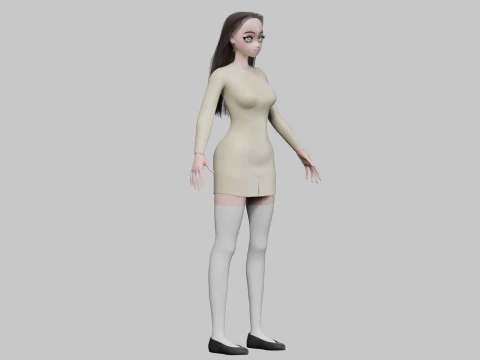 Anime classic girl V30180 3D Model