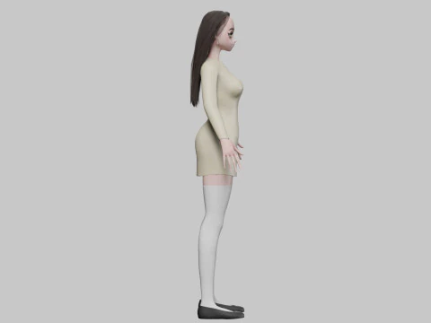 Anime classic girl V30180 3D Model