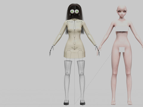 Anime classic girl V30180 3D Modell