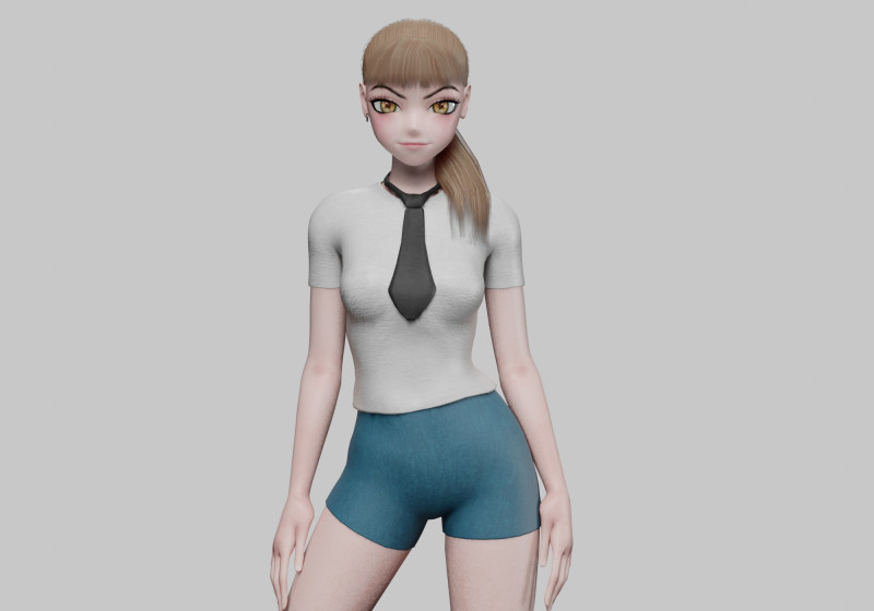 Anime cool girl V25353 3D Modell .c4d .max .obj .3ds .fbx .stl .blend