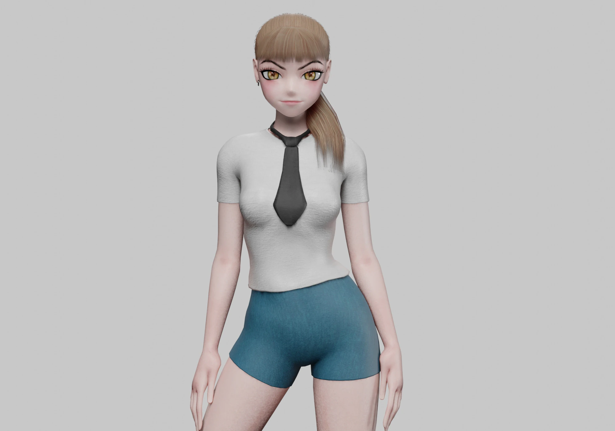 Anime cool girl V25353 3D Model .c4d .max .obj .3ds .fbx .stl .blend