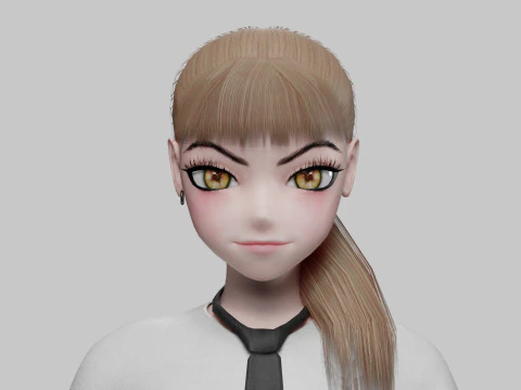 Anime cool girl V25353 3D Model