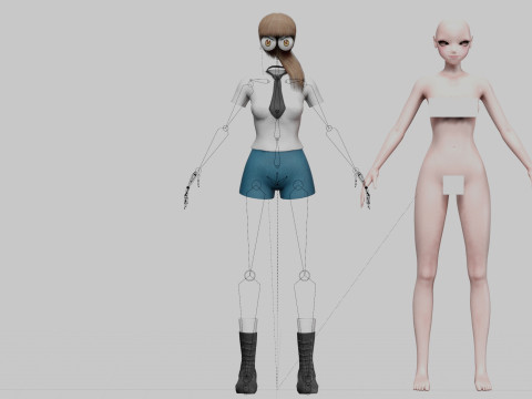 Anime cool girl V25353 3D Modell