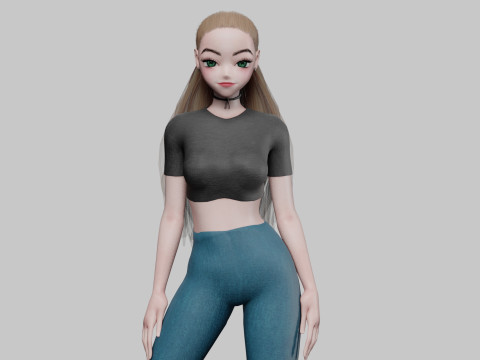 Anime cute girl V28365 Modèle 3D