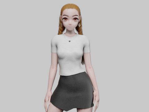 Anime Standard girl V28104 3D 모델