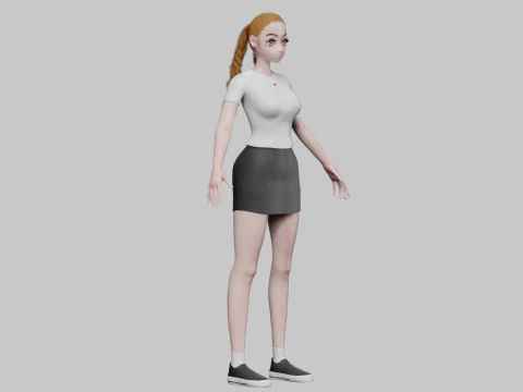 Anime Standard girl V28104 3D Model