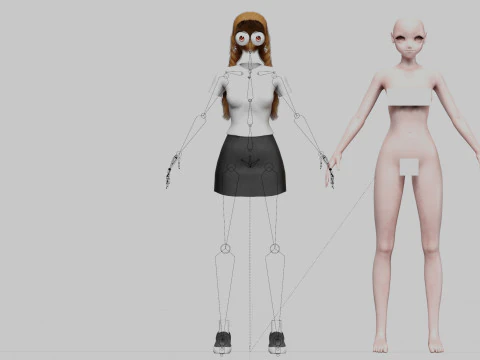 Anime Standard girl V28104 3D Model