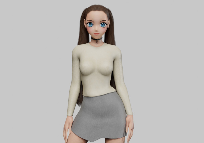 Anime stylized girl V26682 3Dモデル .c4d .max .obj .3ds .fbx .stl .blend 
