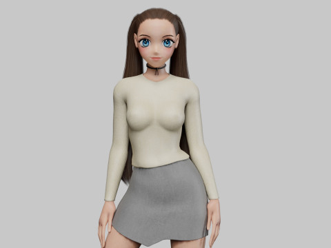 Anime stylized girl V26682 3D मॉडल