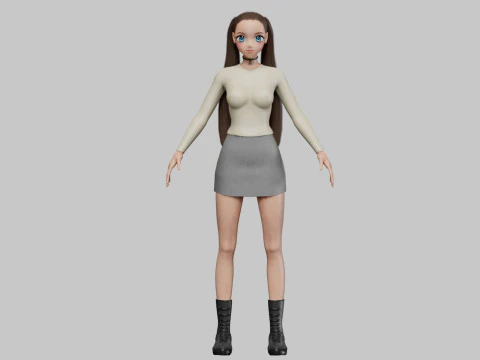 Anime stylized girl V26682 3D Model