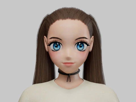 Anime stylized girl V26682 3D Model