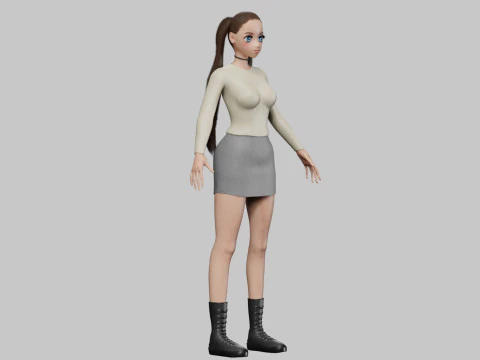 Anime stylized girl V26682 3D Model