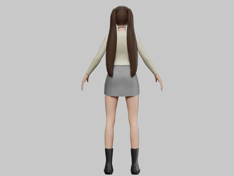 Anime stylized girl V26682 3D Model