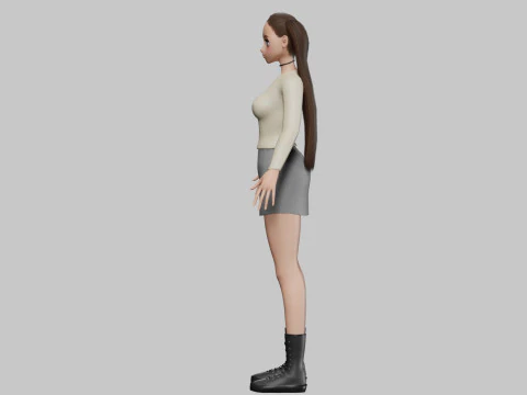 Anime stylized girl V26682 3D Model