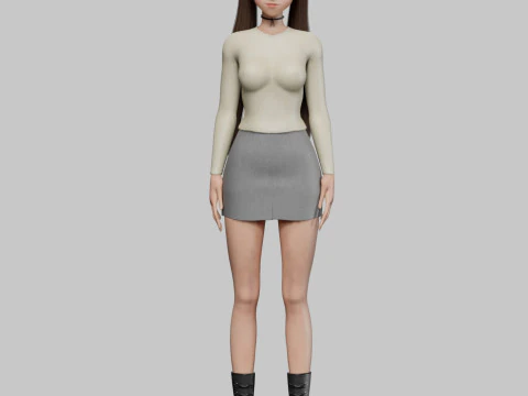 Anime stylized girl V26682 3D Model