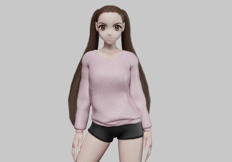 Anime Young girl V27313 3D 模型 .c4d .max .obj .3ds .fbx .stl .blend 