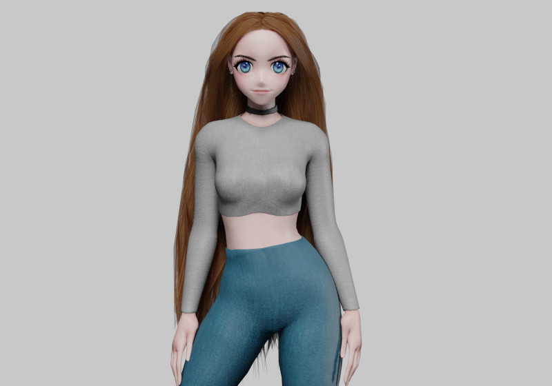 Basic anime girl V32120 3D Модель .c4d .max .obj .3ds .fbx .stl .blend 