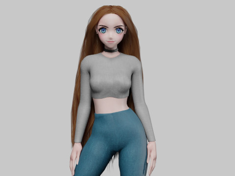 Basic anime girl V32120 3D Model