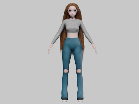 Basic anime girl V32120 3D Model
