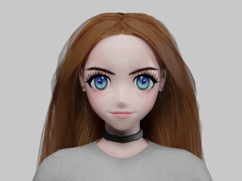 Basic anime girl V32120 3D Модель
