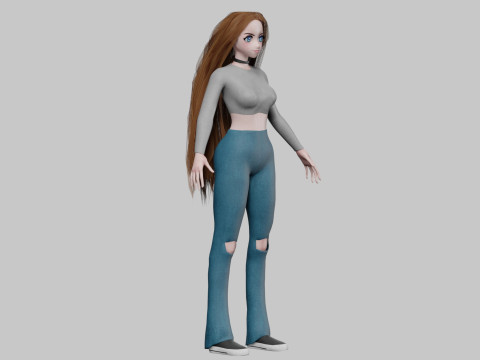 Basic anime girl V32120 3D Модель