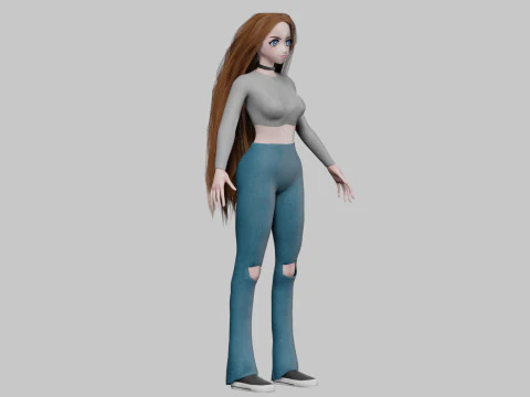 Basic anime girl V32120 3D Model