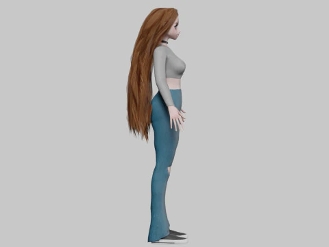 Basic anime girl V32120 3D Model