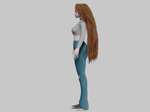 Basic anime girl V32120 3D Модель