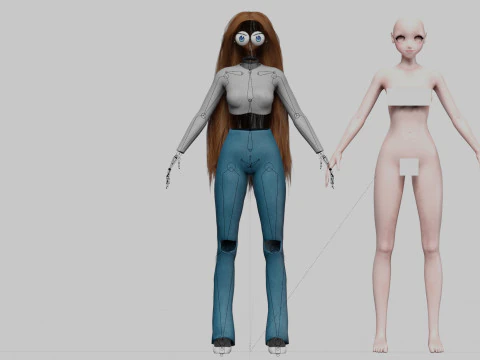 Basic anime girl V32120 3D Model