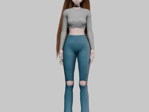 Basic anime girl V32120 3D Model