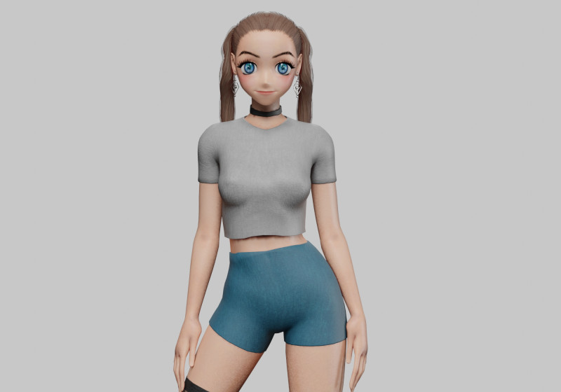 Basic cool girl V24535 Model 3D .c4d .max .obj .3ds .fbx .stl .blend 