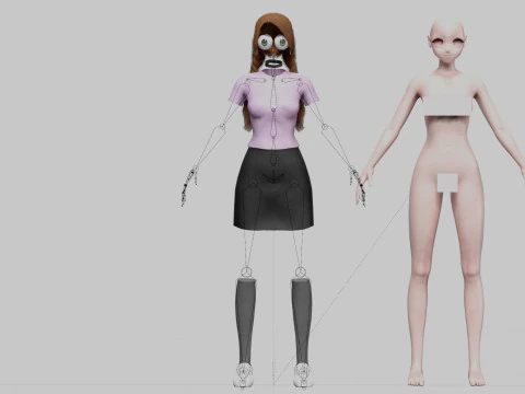 Basic cute girl V28669 3D Model