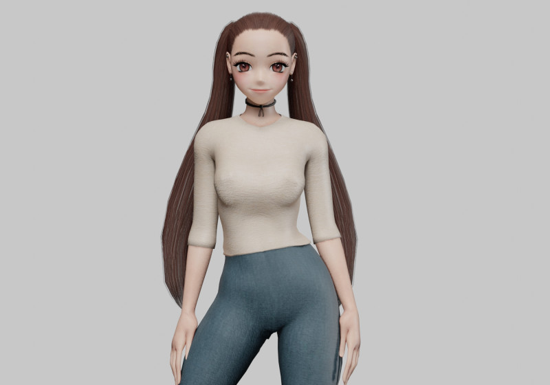 Basic Standard girl V23875 3D Model .c4d .max .obj .3ds .fbx .stl .blend 