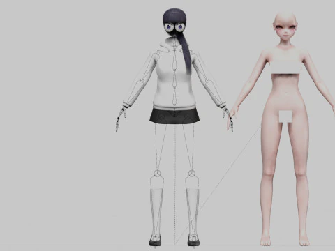 아름다운 애니메이션 소녀 V23853 3D 모델