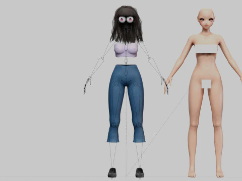 Beautiful cute girl V30072 3D Model