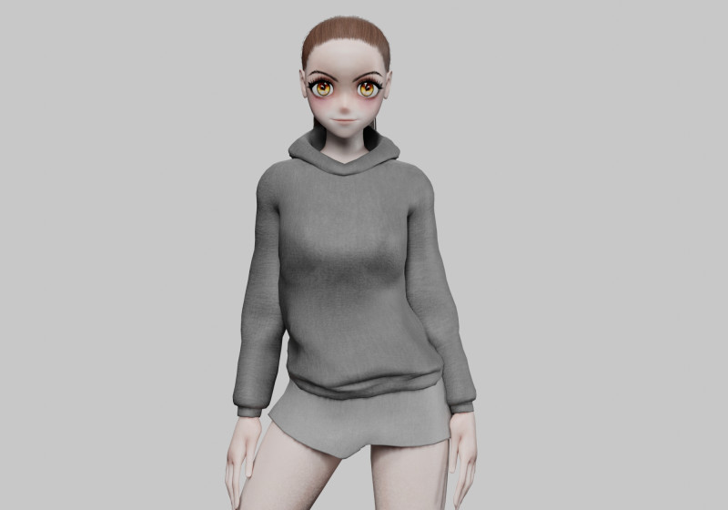Cartoon anime girl V22093 Modello 3D .c4d .max .obj .3ds .fbx .stl .blend 