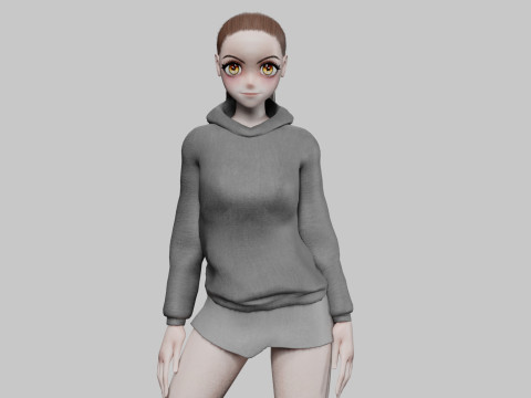 Cartoon anime girl V22093 3D Model