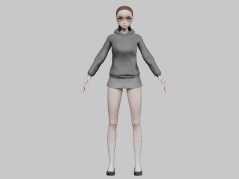Cartoon anime girl V22093 Modello 3D