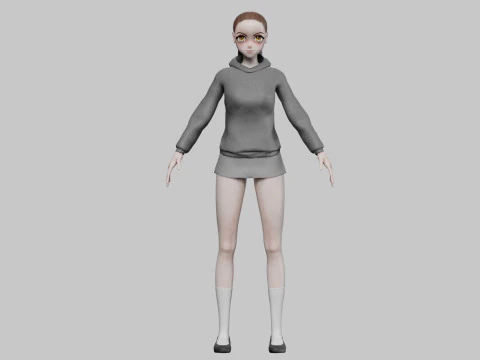 Cartoon anime girl V22093 3D Model