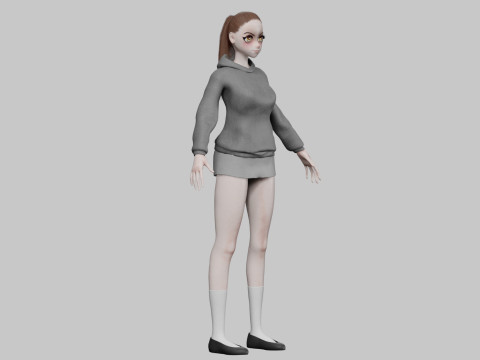 Cartoon anime girl V22093 Modello 3D