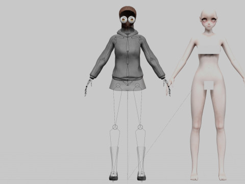 Cartoon anime girl V22093 Modello 3D