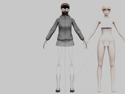 Cartoon anime girl V22093 3D Model