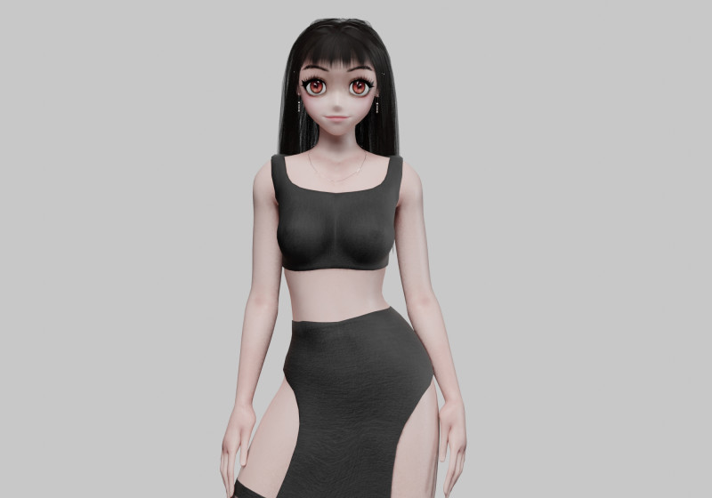 Cartoon cute girl V32569 3D Model .c4d .max .obj .3ds .fbx .stl .blend 
